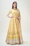 Buy_Samyukta Singhania_Yellow Doll Silk Print Floral Round Flower Butti Anarkali With Dupatta _Online_at_Aza_Fashions