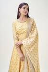 Shop_Samyukta Singhania_Yellow Doll Silk Print Floral Round Flower Butti Anarkali With Dupatta _Online_at_Aza_Fashions