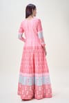 Shop_Samyukta Singhania_Pink Doll Silk Print Geometric Round Butti Anarkali With Dupatta _at_Aza_Fashions