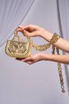 Buy_Papa Don't Preach Accessories_Gold Heart Motif Aurelia Chainlink Belt Bag _at_Aza_Fashions