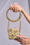 Buy_Papa Don't Preach Accessories_Gold Glass Cut Beads Treasure Chest Mini Cube Bag _at_Aza_Fashions