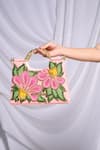 Shop_Papa Don't Preach Accessories_Pink Floral Embroidery Heart On My Sleeve Handbag _at_Aza_Fashions