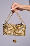 Papa Don't Preach Accessories_Gold Mini Bra Bag _Online_at_Aza_Fashions