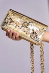 Buy_Papa Don't Preach Accessories_Gold 24k Plated Motifs 3d Floral Applique Bag _at_Aza_Fashions