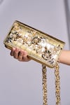 Shop_Papa Don't Preach Accessories_Gold 24k Plated Motifs 3d Floral Applique Bag _at_Aza_Fashions