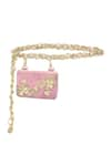 Buy_Papa Don't Preach Accessories_Pink Metallic Embellishments Rose Dawn Chainlink Belt Bag _at_Aza_Fashions