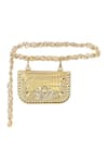 Buy_Papa Don't Preach Accessories_Gold Metallic Embellishments Aurelia Chainlink Belt Bag _at_Aza_Fashions