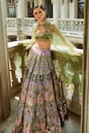 Buy_Papa Don't Preach_Green Sequin Embroidered Gold Chains Sweetheart Celtic Hearts Lehenga Set _at_Aza_Fashions