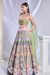 Papa Don't Preach_Green Sequin Embroidered Gold Chains Sweetheart Celtic Hearts Lehenga Set _at_Aza_Fashions