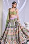 Buy_Papa Don't Preach_Green Sequin Embroidered Gold Chains Sweetheart Celtic Hearts Lehenga Set 