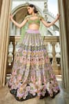 Shop_Papa Don't Preach_Green Sequin Embroidered Gold Chains Sweetheart Celtic Hearts Lehenga Set 