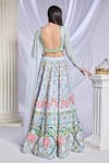 Papa Don't Preach_Blue Sequin Embroidered Pearls U-neck Mint Mystique Lehenga Set _Online_at_Aza_Fashions