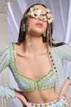 Shop_Papa Don't Preach_Blue Sequin Embroidered Pearls U-neck Mint Mystique Lehenga Set _at_Aza_Fashions