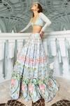 Buy_Papa Don't Preach_Blue Sequin Embroidered Pearls U-neck Mint Mystique Lehenga Set 