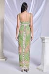 Papa Don't Preach_Green Velvet Embroidered Shamrock Shimmy Embellished Gown With Churidar _Online_at_Aza_Fashions