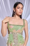 Shop_Papa Don't Preach_Green Velvet Embroidered Shamrock Shimmy Embellished Gown With Churidar _at_Aza_Fashions