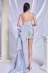 Papa Don't Preach_Grey Dupion Silk Embroidered Patchwork Square Baby Doll Dress With Drape _Online_at_Aza_Fashions