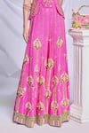 Buy_Papa Don't Preach_Pink Matka Silk Embroidered Patchwork Princess Treatment Flared Pant Set _Online_at_Aza_Fashions