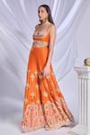 Shop_Papa Don't Preach_Orange Raw Silk Embroidered Crystals Plunge-v Pixie Palace Pant Set _Online_at_Aza_Fashions