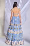 Papa Don't Preach_Blue Tulle Embroidered Crystals Geometric Once In A Moon Lehenga Set _Online_at_Aza_Fashions