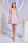 Buy_Papa Don't Preach_Peach Sequins Embroidery Crystals Plunge V-neck Baby Doll Dress 