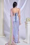 Papa Don't Preach_Grey Tulle Embroidery Gold Moonlit Melody Pre-draped Saree With Tie Up Blouse _Online_at_Aza_Fashions