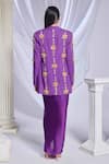 Papa Don't Preach_Purple Matka Silk Embroidery Stars Blazer Lapel Collar Pixie And Draped Skirt _Online_at_Aza_Fashions