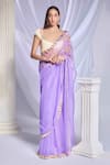 Buy_Papa Don't Preach_Purple Organza Embroidery Sequins Cutwork Love Potion Cutdana Saree With Blouse _at_Aza_Fashions