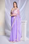 Buy_Papa Don't Preach_Purple Organza Embroidery Sequins Cutwork Love Potion Cutdana Saree With Blouse _Online_at_Aza_Fashions