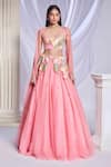 Buy_Papa Don't Preach_Pink Tulle Embroidered Patchwork Square Preach Lehenga Set _at_Aza_Fashions