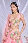 Shop_Papa Don't Preach_Pink Tulle Embroidered Patchwork Square Preach Lehenga Set _at_Aza_Fashions