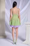 Papa Don't Preach_Green Tulle Embroidered 3d Gold Star U-neck Nebula Nightfall Baby Doll Dress _Online_at_Aza_Fashions