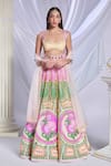 Buy_Papa Don't Preach_Multi Color Tulle Embroidered Crystals Scoop Lunar Prism Anarkali With Dupatta _at_Aza_Fashions