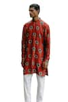 Drishti & Zahabia_Red Kurta Dupion Silk Printed Floral With Pant _Online_at_Aza_Fashions