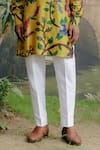 Buy_Drishti & Zahabia_Yellow Kurta Dupion Silk Printed Floral Veil With Pant _Online_at_Aza_Fashions