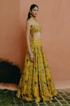 Buy_Drishti & Zahabia_Yellow Blouse And Lehenga Dupion Silk Hand Embroidered Aari Kalamkari Print Set _Online_at_Aza_Fashions