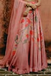 Buy_Drishti & Zahabia_Pink Blouse And Lehenga Dupion Silk Hand Embroidered Aari Kalamkari Print Set _Online_at_Aza_Fashions