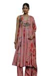 Buy_Drishti & Zahabia_Pink Dupion Silk Printed Kalamkari Glass Anarkali Set _Online_at_Aza_Fashions