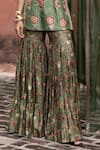 Buy_Drishti & Zahabia_Green Kurta And Sharara Dupion Silk Hand Embroidered Aari Kalamkari Print Set _Online_at_Aza_Fashions