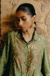 Buy_Drishti & Zahabia_Green Dupion Silk Hand Embroidered Kalamkari Shirt Print With Sharara _Online_at_Aza_Fashions