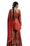 Drishti & Zahabia_Red Top And Sharara Dupion Silk Hand Embroidered Aari V Neck Kurta Set _Online