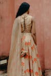 Shop_Drishti & Zahabia_Brown Blouse And Skirt Dupion Silk Hand Embroidered Aari High Waist Lehenga Set _at_Aza_Fashions