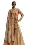 Buy_Drishti & Zahabia_Brown Kurta And Pants Dupion Silk Hand Embroidered Kalamkari Print Palazzo Set _Online_at_Aza_Fashions