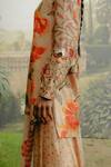 Drishti & Zahabia_Brown Kurta And Pants Dupion Silk Hand Embroidered Kalamkari Print Palazzo Set _at_Aza_Fashions