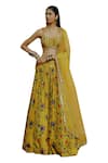 Buy_Drishti & Zahabia_Yellow Blouse And Lehenga Dupion Silk Hand Embroidered Aari Kalamkari Print Set 