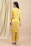 Shop Ewoke Yellow Silk Embroidery Mandarin Collar Thea Floral Print Kurta With Pant at Aza Fashions Shop_Ewoke_Yellow Silk Embroidery Mandarin Collar Thea Floral Print Kurta With Pant _at_Aza_Fashions