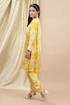 Ewoke Yellow Silk Embroidery Mandarin Collar Thea Floral Print Kurta With Pant Online at Aza Fashions Ewoke_Yellow Silk Embroidery Mandarin Collar Thea Floral Print Kurta With Pant _Online_at_Aza_Fashions
