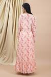 Shop_Ewoke_Pink Crepe Beads, Embroidery V-neck Rosalind Floral Blouse And Lehenga Set _at_Aza_Fashions