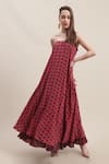 Buy_EWOKE_Red Crepe Printed Geometric Square Charlotte Maxi Dress _at_Aza_Fashions