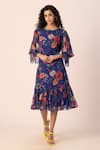 Buy_EWOKE_Blue Chiffon Printed Floral Round Whimsilace Midi Dress _at_Aza_Fashions